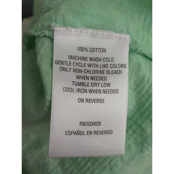 JM Collection Women XL Light Green Tunic Button Up Top Blouse 100% Cotton V-Neck - Picture 10 of 12